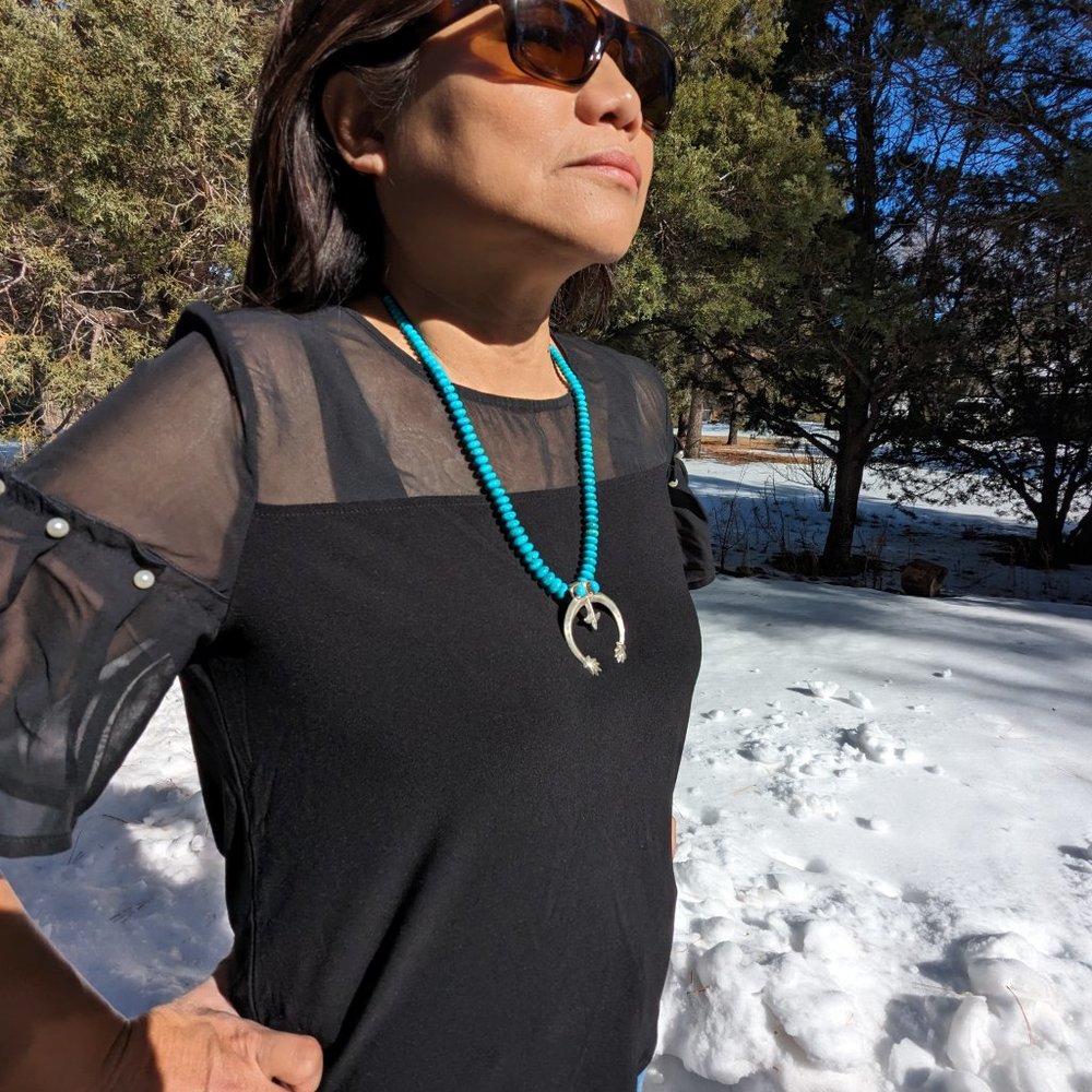 Vintage Navajo Necklace Naja‎ Genuine Native American Sterling Silver Jewelry ** - Picture 4 of 11